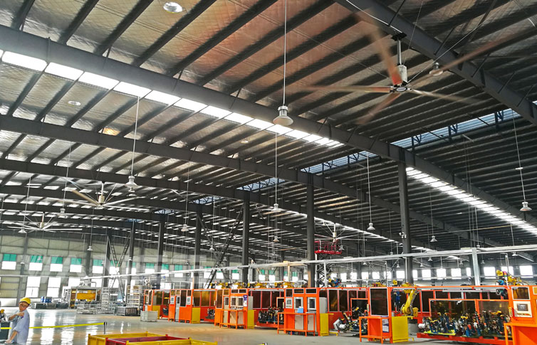 汽配廠半開放車間工業(yè)大風(fēng)扇降溫